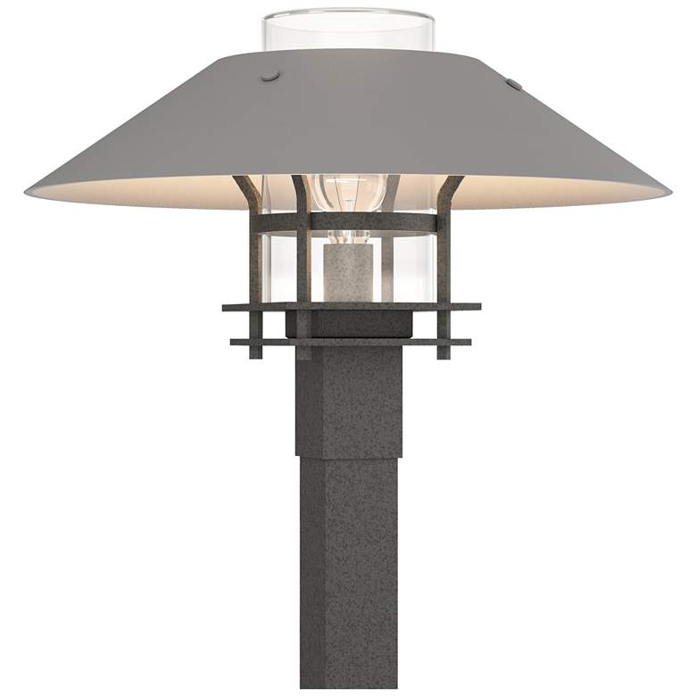 Image 1 Henry 15.8"H Steel Accented Iron Outdoor Post Light w/ Clear Shade