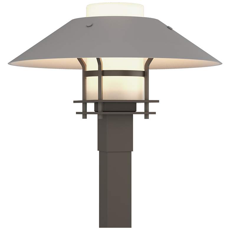 Image 1 Henry 15.8 inchH Steel Accented Smoke Outdoor Post Light w/ Opal Shade