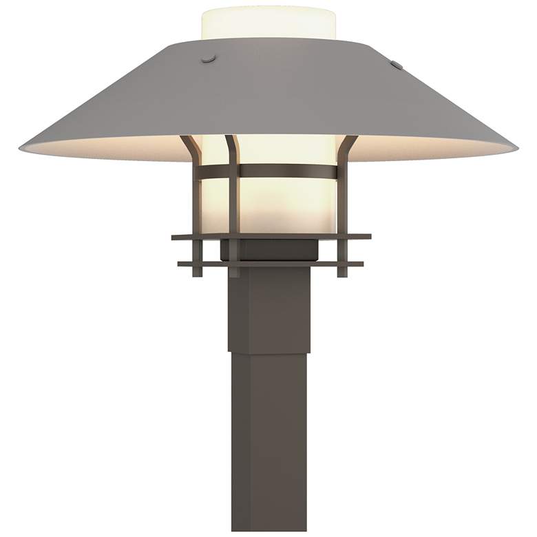 Image 1 Henry 15.8"H Steel Accented Smoke Outdoor Post Light w/ Opal Shade
