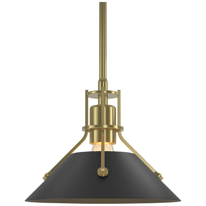 Image 1 Henry 9.2" Wide Black Accented Modern Brass Mini-Pendant