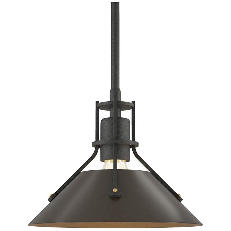 Image 1 Henry 9.2" Wide Bronze Accented Natural Iron Mini-Pendant