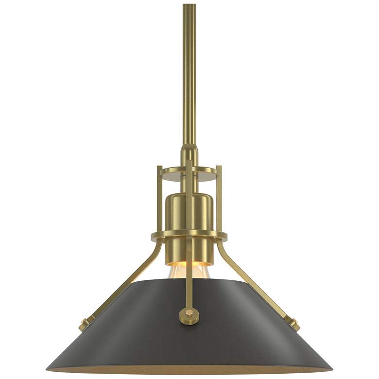 Image 1 Henry 9.2" Wide Dark Smoke Accented Modern Brass Mini-Pendant