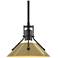 Henry 9.2" Wide Modern Brass Accented Black Mini-Pendant