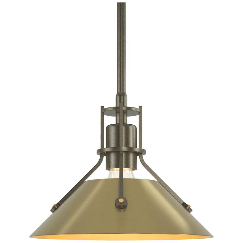 Image 1 Henry 9.2" Wide Modern Brass Accented Soft Gold Mini-Pendant