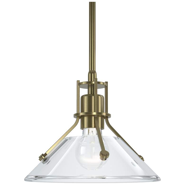 Image 1 Henry 9.2" Wide Modern Brass Mini-Pendant With Clear Glass Shade