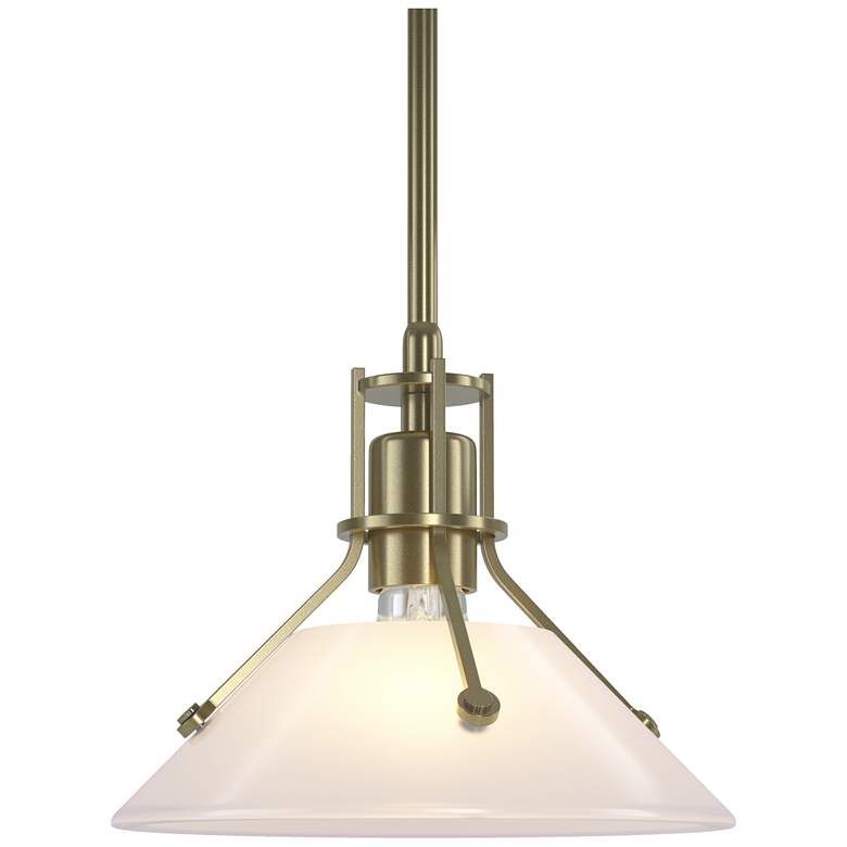 Image 1 Henry 9.2 inch Wide Modern Brass Mini-Pendant With Frosted Glass Shade