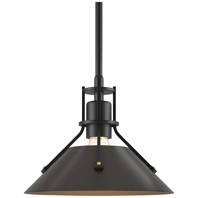 Image 1 Henry 9.2" Wide Oil Rubbed Bronze Accented Black Mini-Pendant