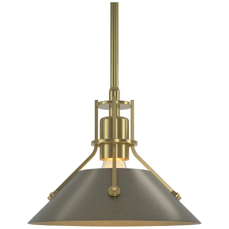 Image 1 Henry 9.2" Wide Soft Gold Accented Modern Brass Mini-Pendant