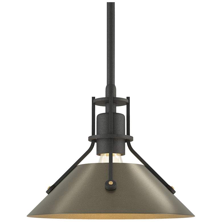 Image 1 Henry 9.2" Wide Soft Gold Accented Natural Iron Mini-Pendant