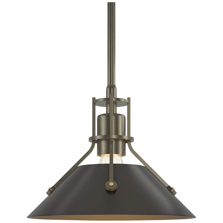 Image 1 Henry 9.2"W Oil Rubbed Bronze Accented Soft Gold Mini-Pendant
