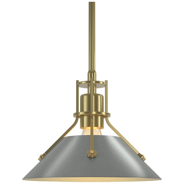 Image 1 Henry 9.2"W Vintage Platinum Accented Modern Brass Mini-Pendant