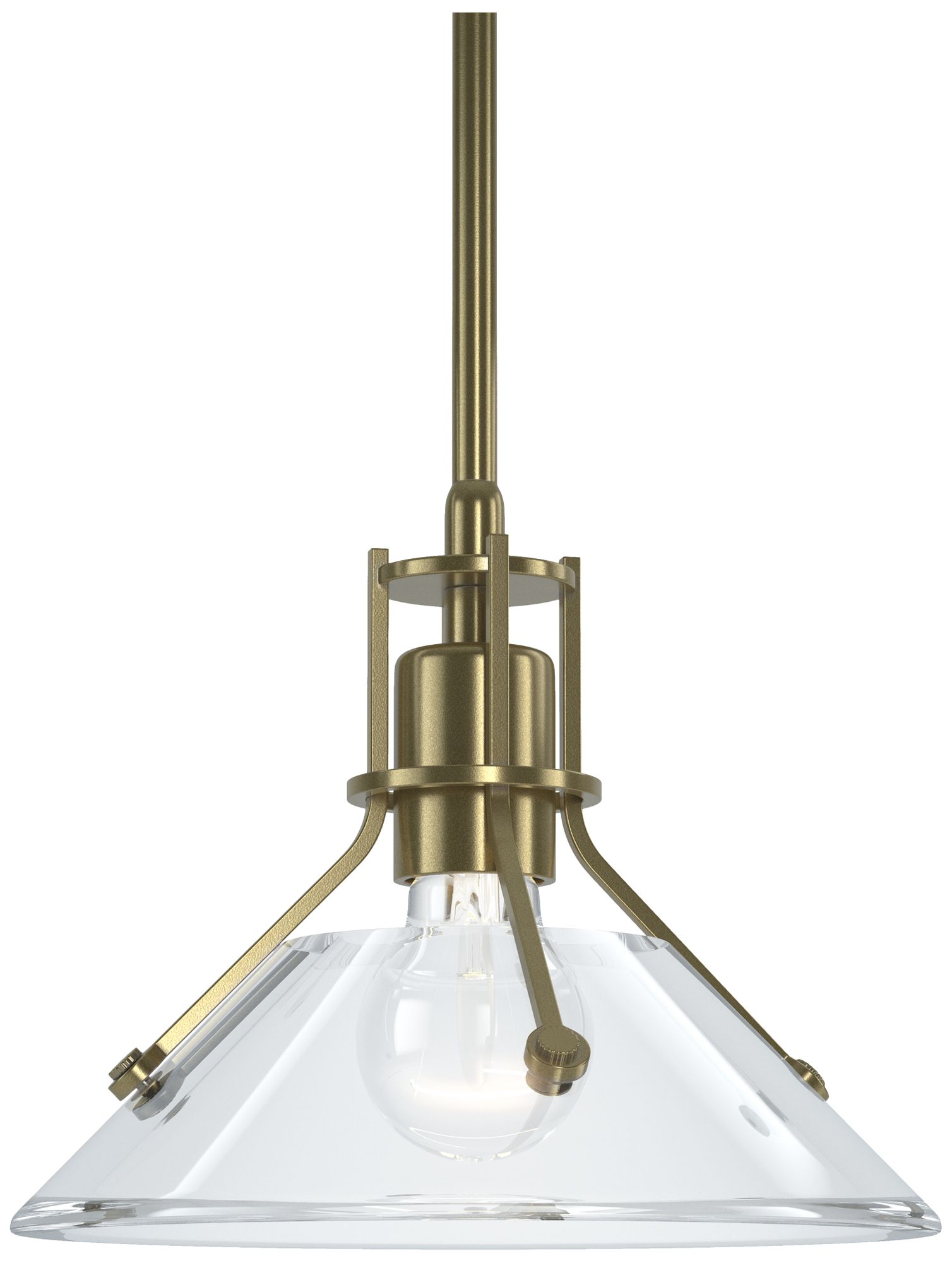 Henry 9" Wide Modern Brass Mini Pendant w/ Clear Glass