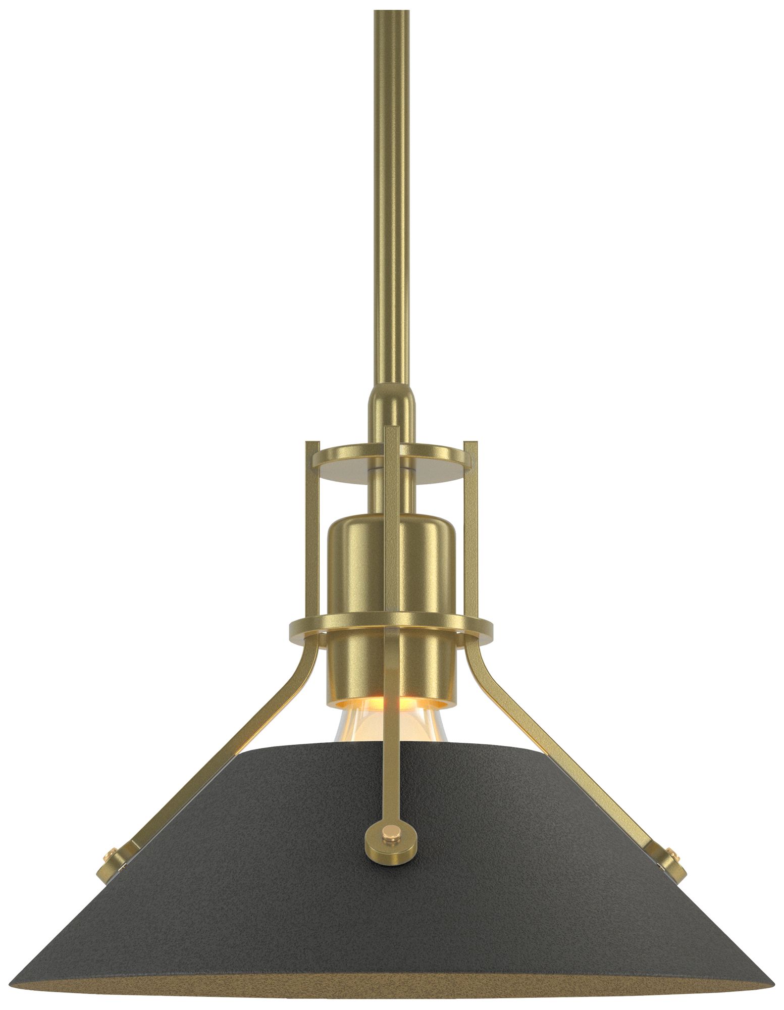 Henry 9" Wide Modern Brass Mini Pendant w/ Natural Iron