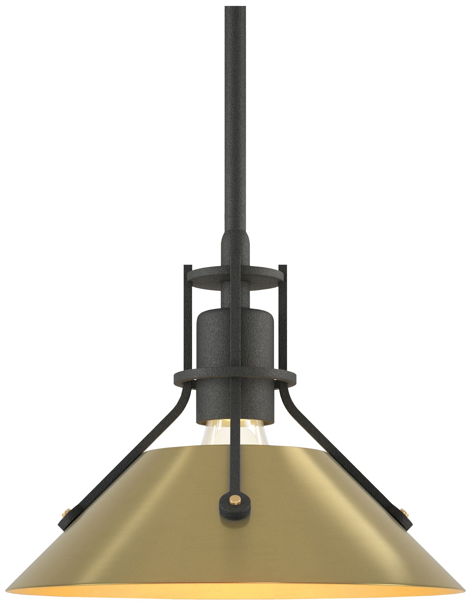 Henry 9" Wide Natural Iron Mini Pendant w/ Modern Brass