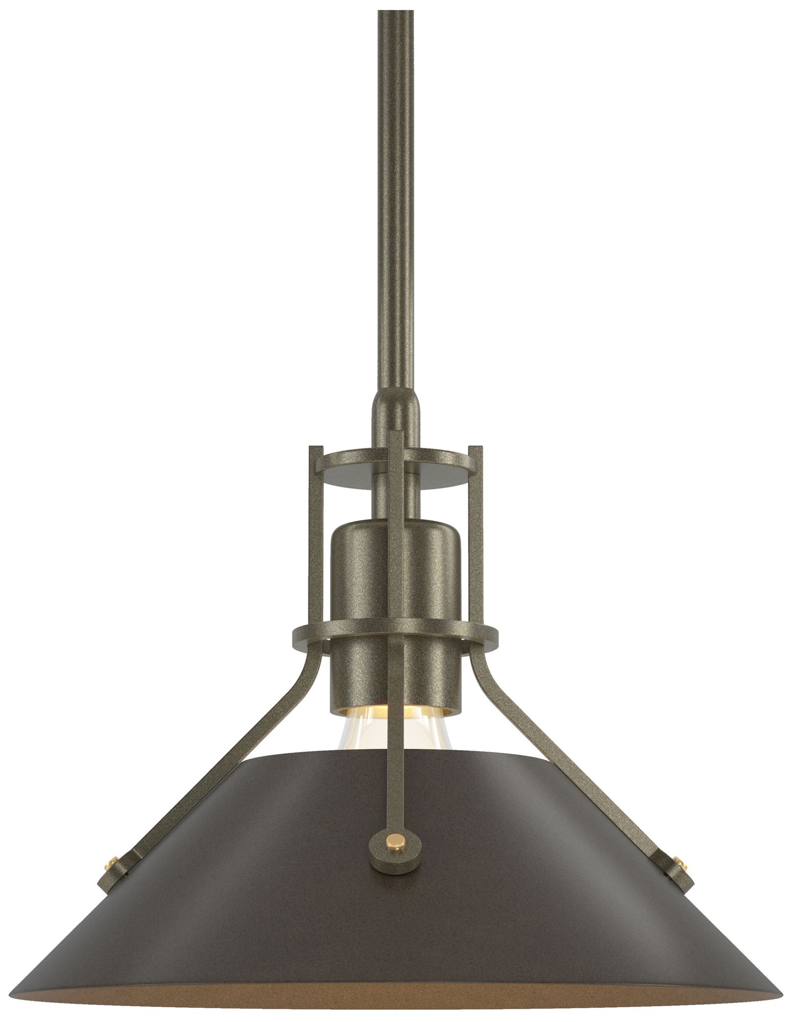 Henry 9" Wide Soft Gold Mini Pendant w/ Bronze