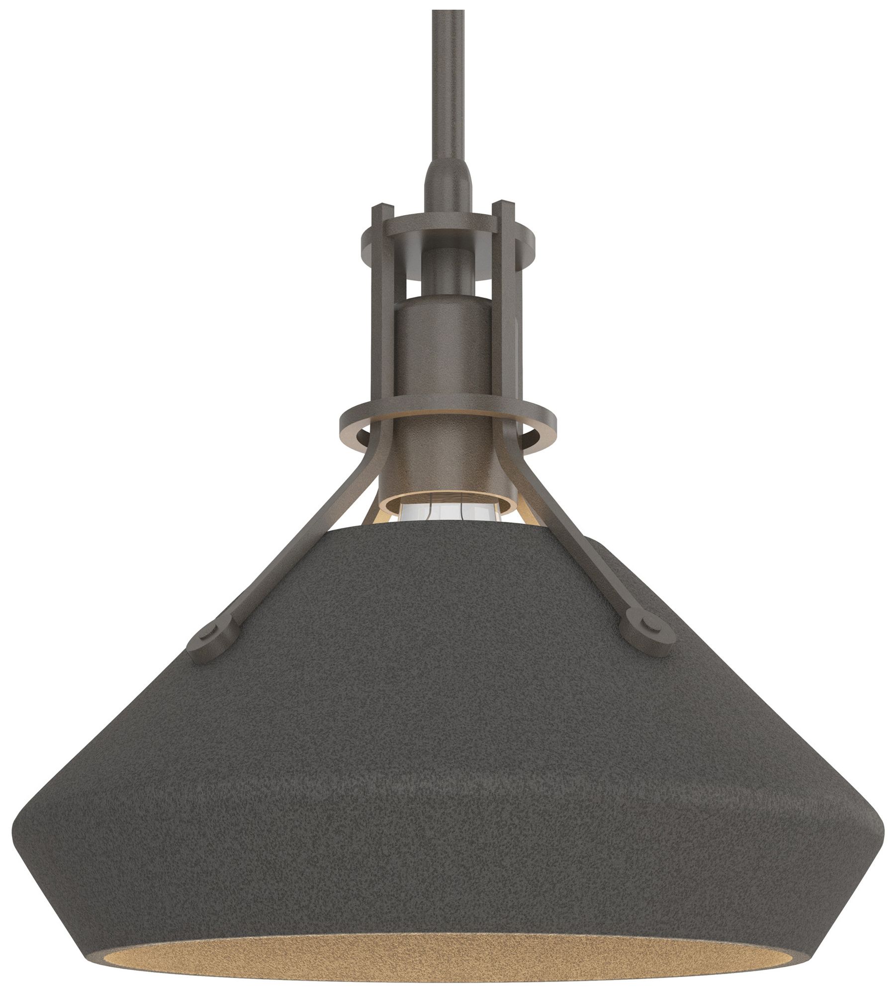 Henry &amp; Chamfer Pendant Dark Smoke Natural Iron Accents Made to Order