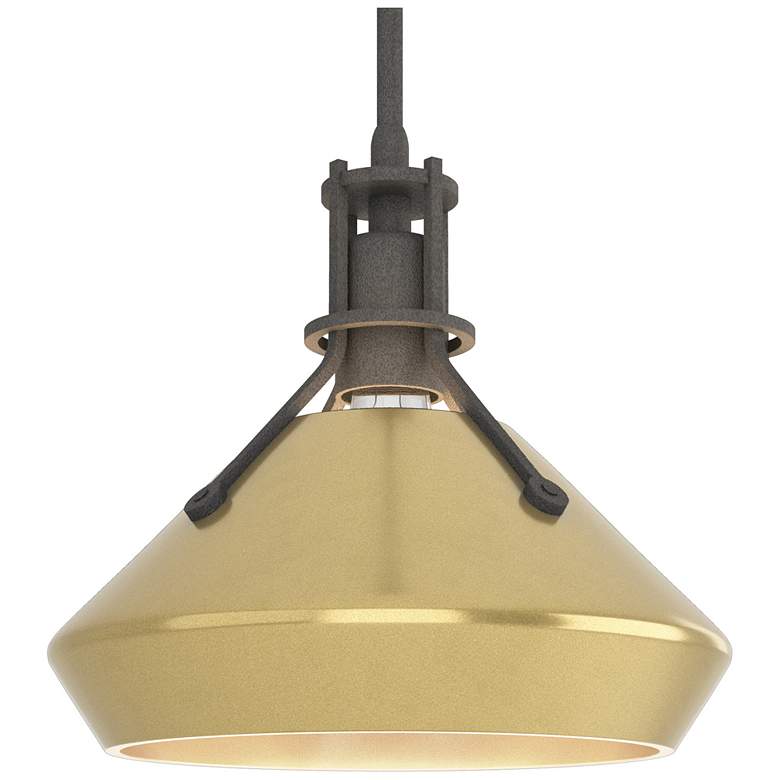 Image 1 Henry & Chamfer Pendant - Natural Iron Finish - Modern Brass Accents