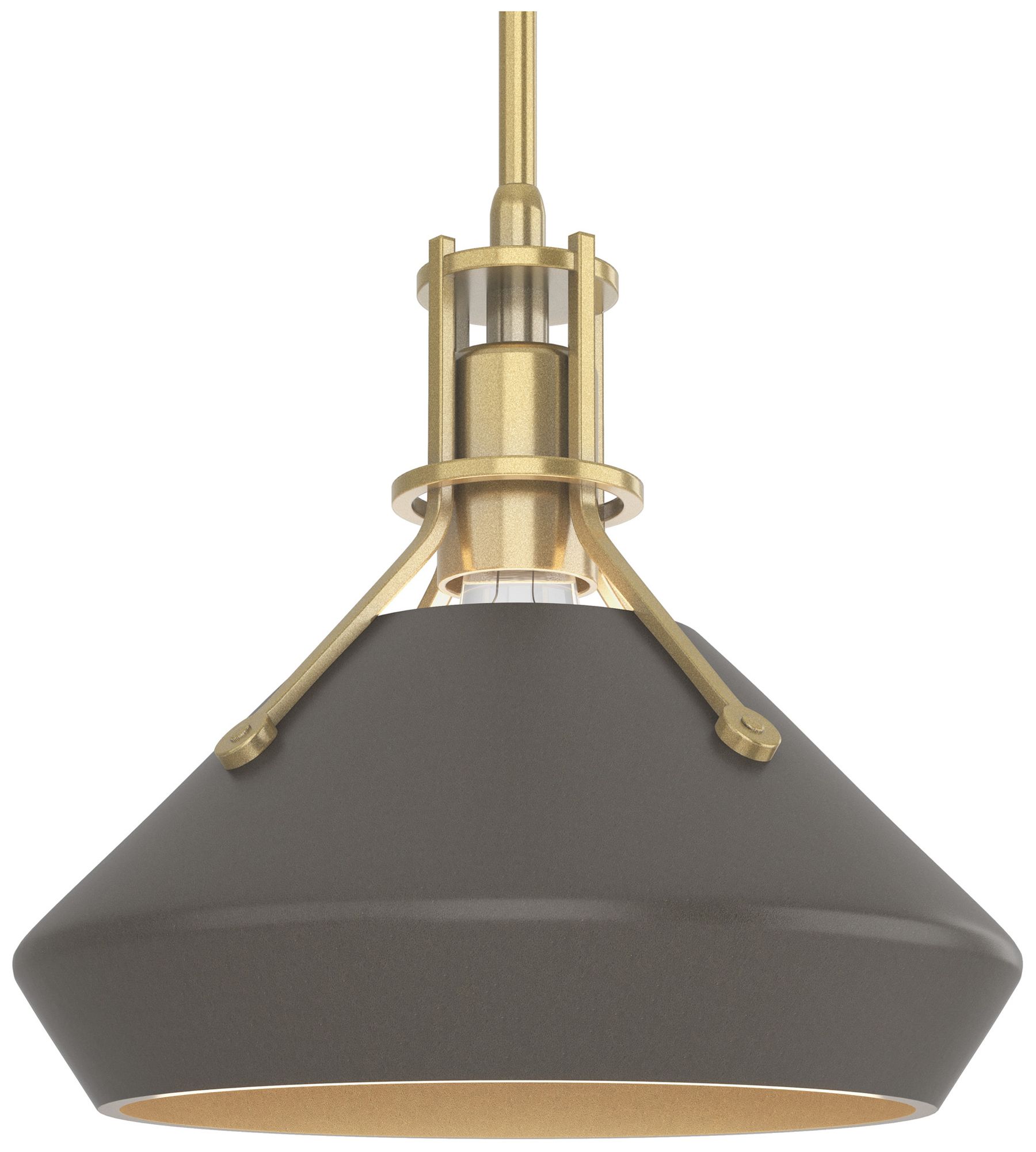 Henry & Chamfer Pendant Modern Brass Dark Smoke Accents Made to Order