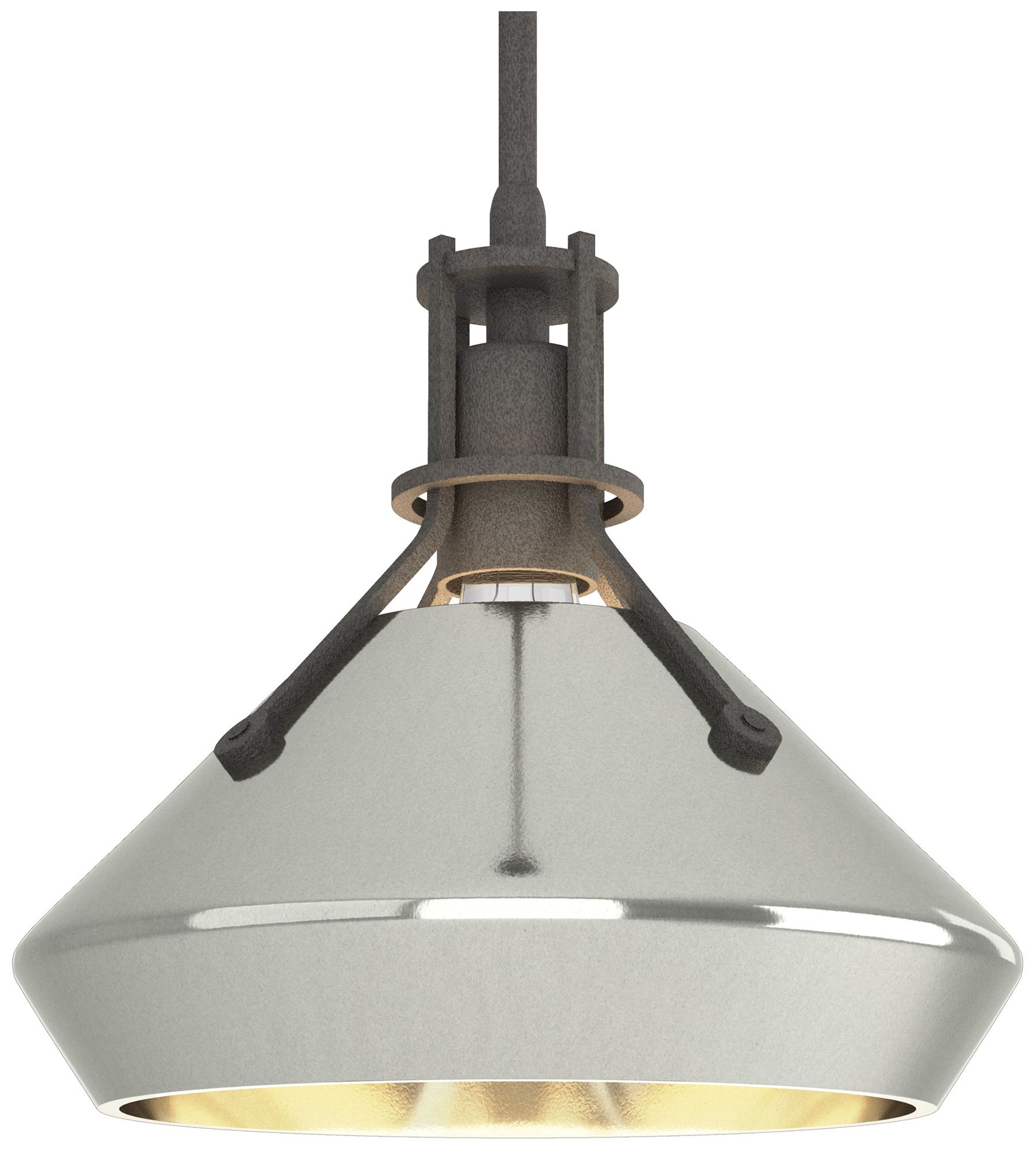 Henry & Chamfer Pendant Natural Iron Finish Sterling Accents Made to Order