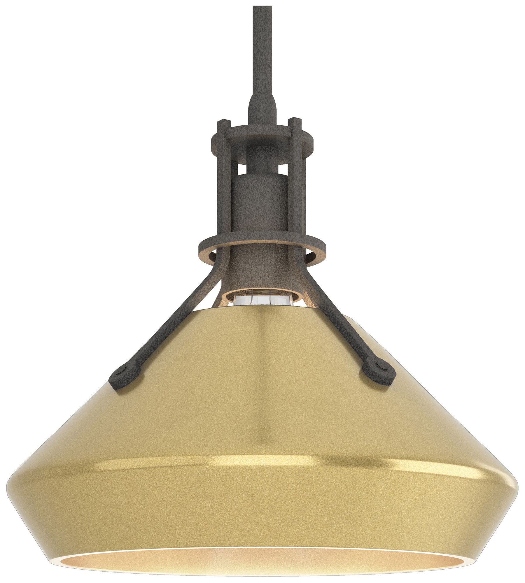 Henry & Chamfer Pendant Natural Iron Modern Brass Accents Made to Order