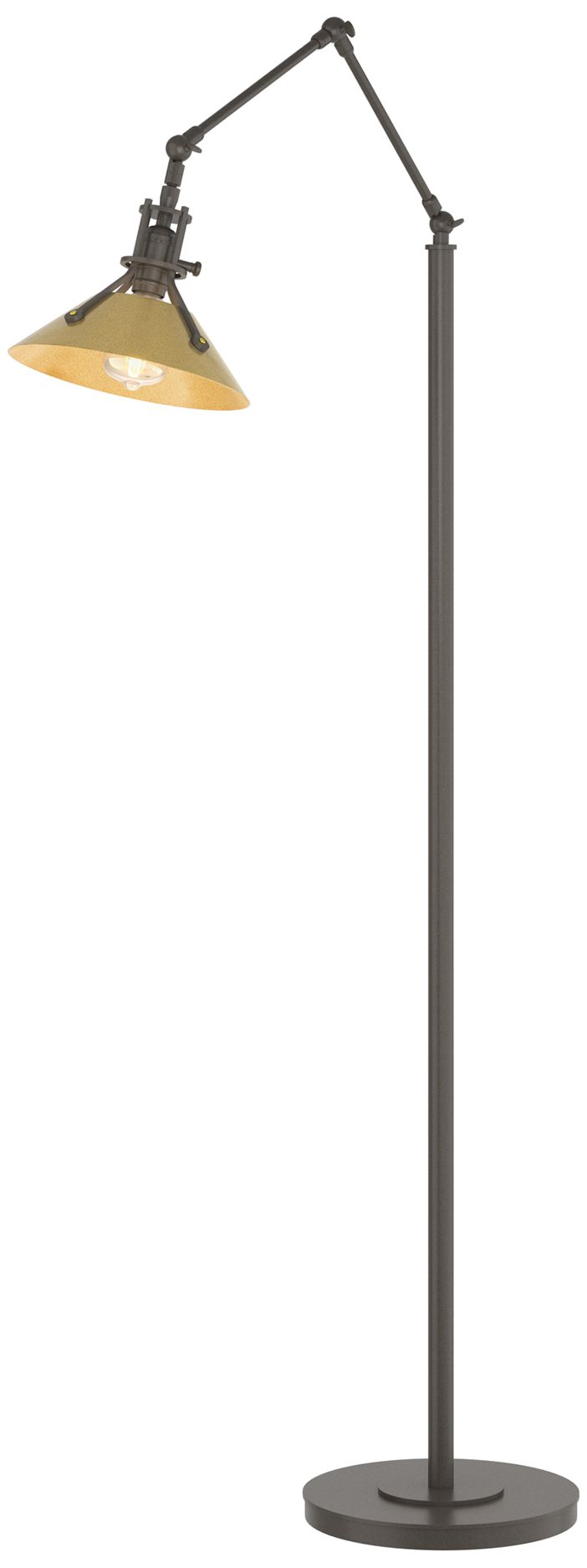 Henry Floor Lamp - Dark Smoke Finish - Modern Brass Accents