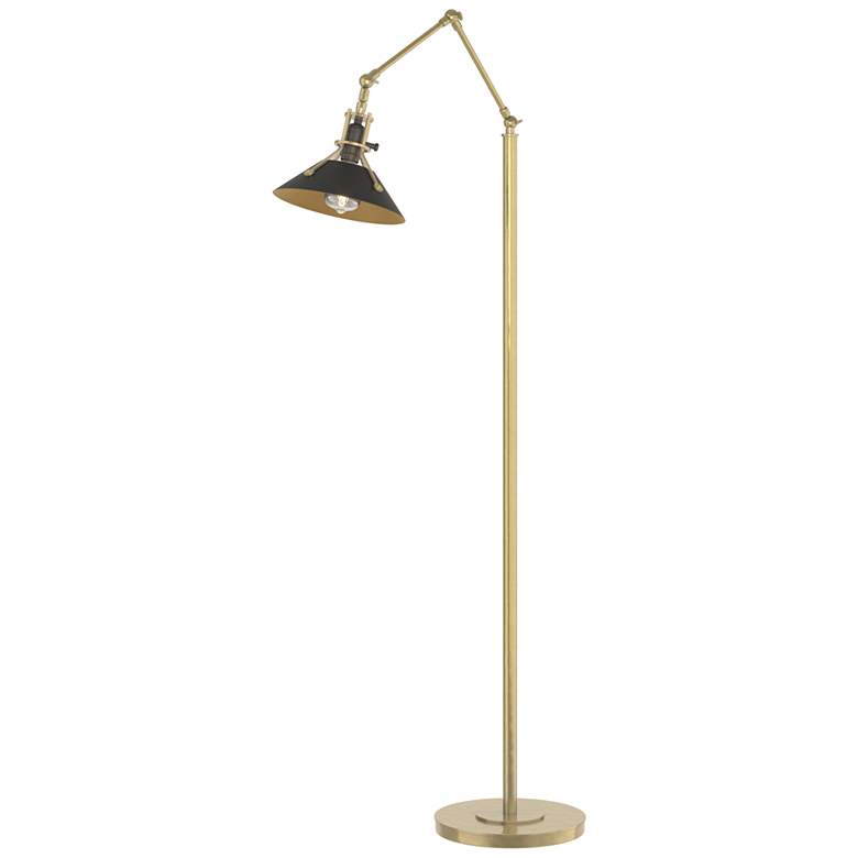 Image 1 Henry Floor Lamp - Modern Brass Finish - Black Accents