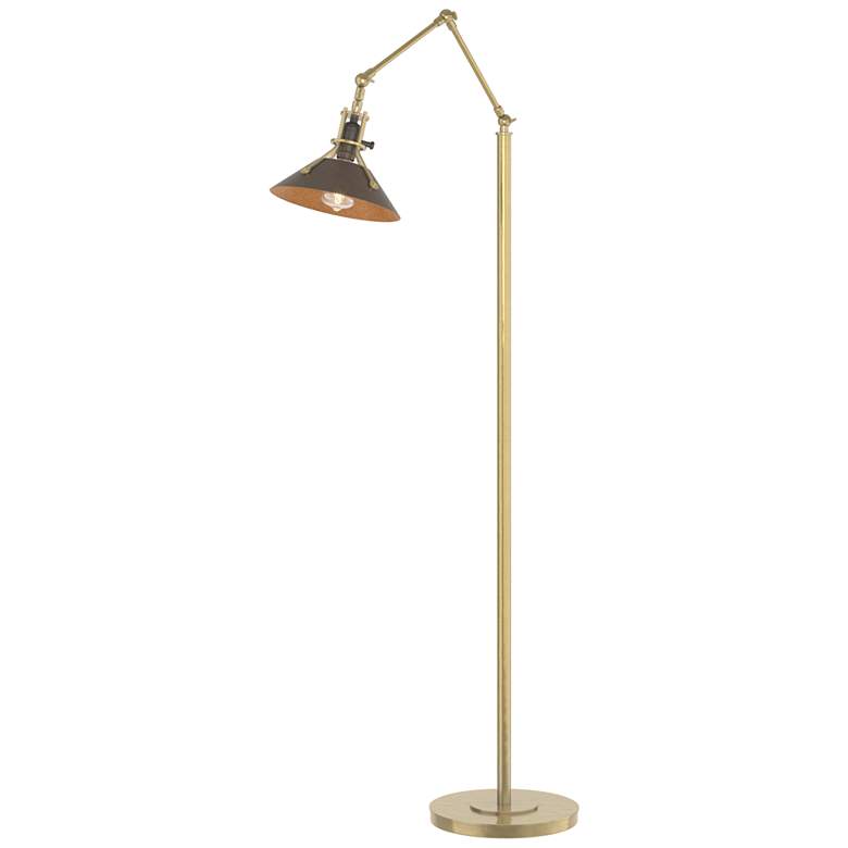 Image 1 Henry Floor Lamp - Modern Brass Finish - Bronze Accents