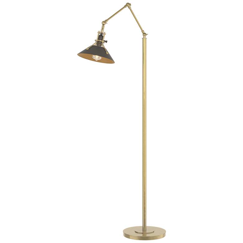 Image 1 Henry Floor Lamp - Modern Brass Finish - Dark Smoke Accents
