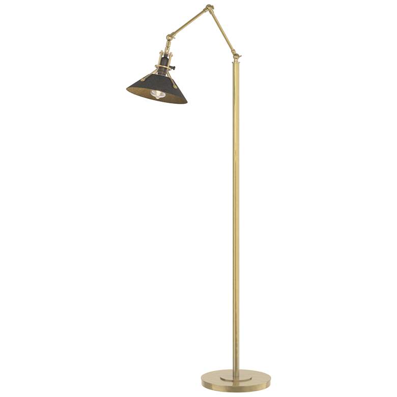 Image 1 Henry Floor Lamp - Modern Brass Finish - Natural Iron Accents