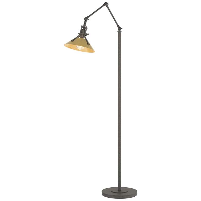 Image 1 Henry Floor Lamp - Natural Iron Finish - Modern Brass Accents