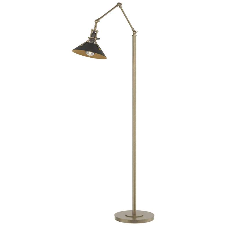 Image 1 Henry Floor Lamp - Soft Gold Finish - Black Accents