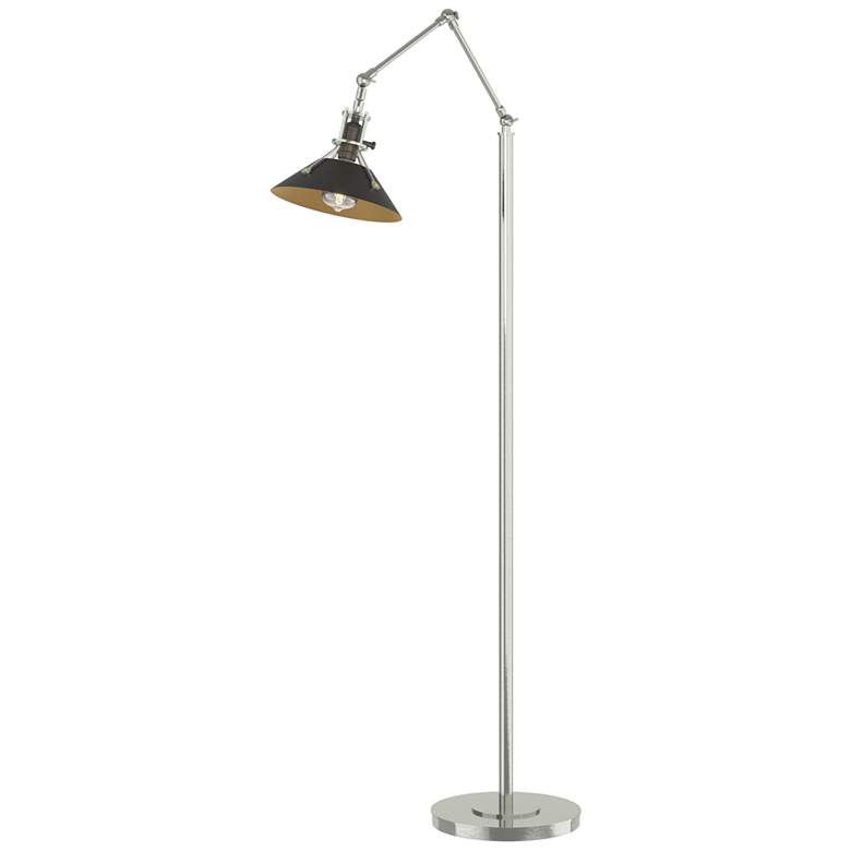 Image 1 Henry Floor Lamp - Sterling Finish - Black Accents