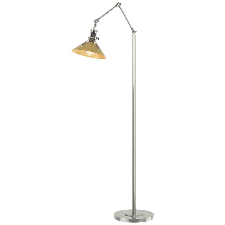 Image 1 Henry Floor Lamp - Sterling Finish - Modern Brass Accents