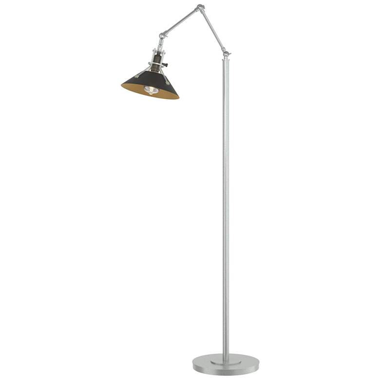 Image 1 Henry Floor Lamp - Vintage Platinum Finish - Black Accents