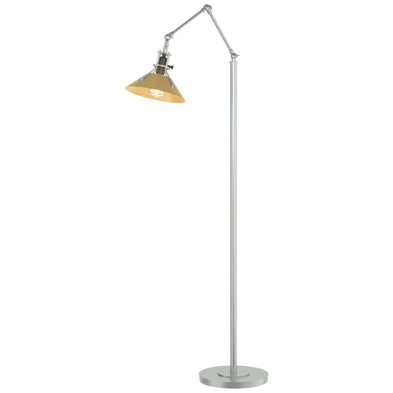 Image 1 Henry Floor Lamp - Vintage Platinum Finish - Modern Brass Accents