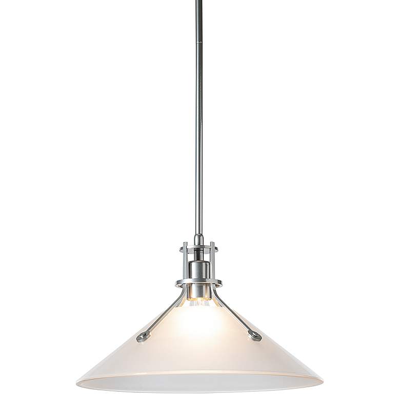Image 1 Henry Medium Glass Shade Pendant - Sterling Finish - Frosted Glass