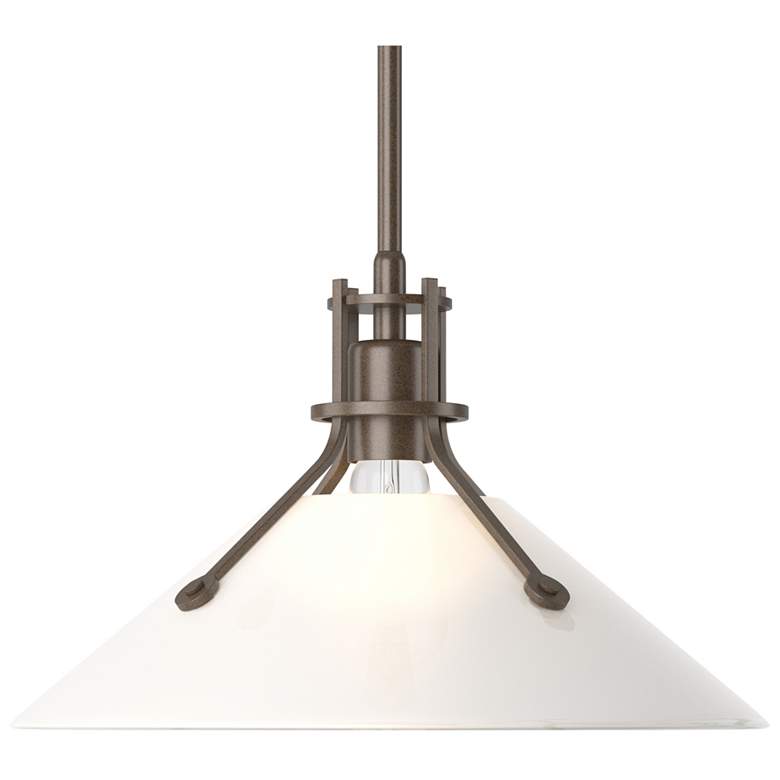 Image 1 Henry Medium Shade Pendant - Bronze - Frosted Glass