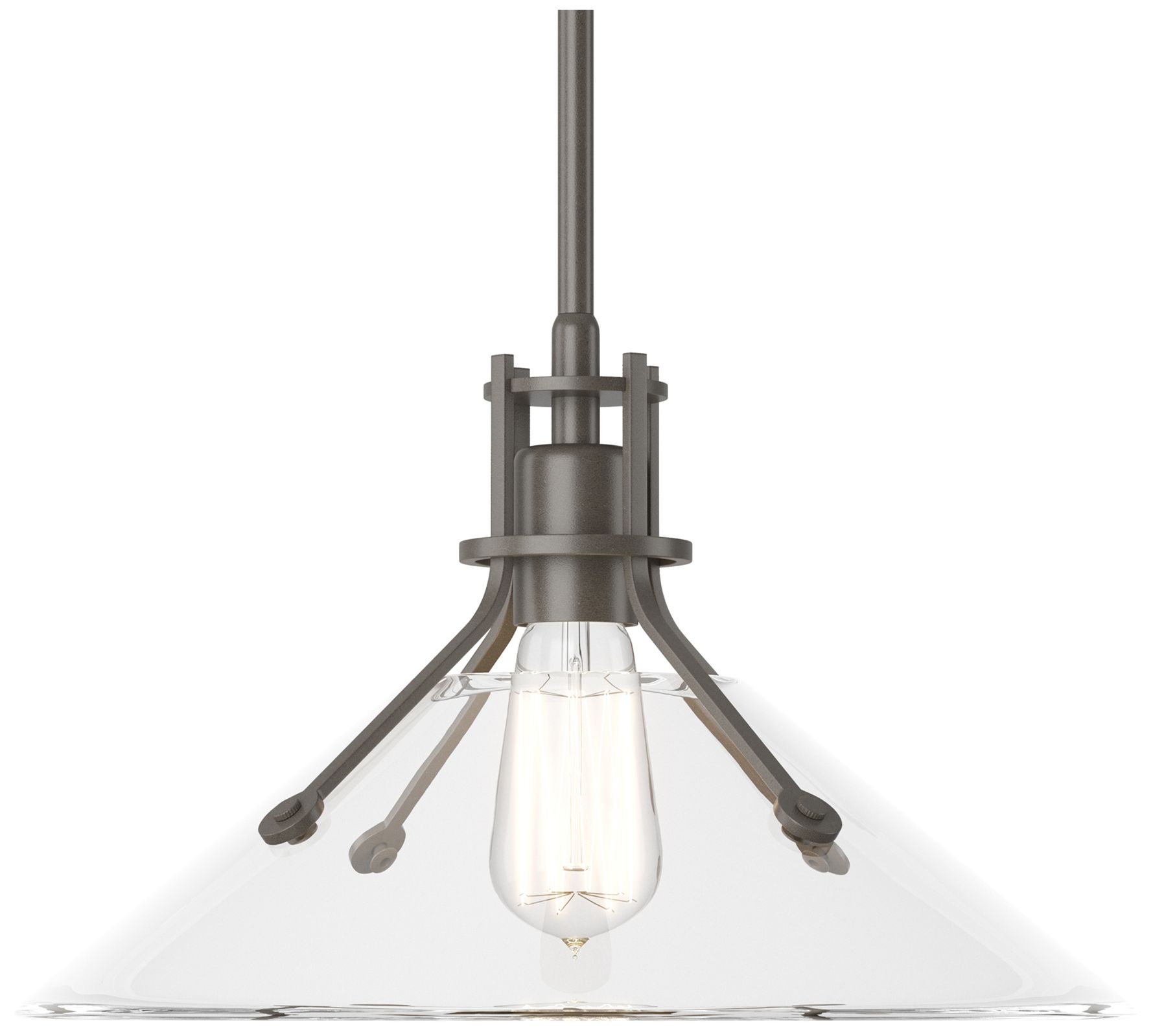 Henry Medium Shade Pendant - Dark Smoke - Clear Glass - Made to Order