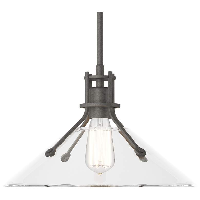 Image 1 Henry Medium Shade Pendant - Iron - Clear Glass