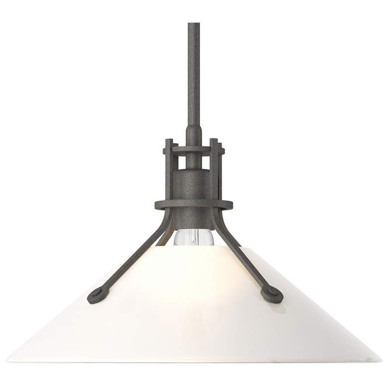 Image 1 Henry Medium Shade Pendant - Iron - Frosted Glass