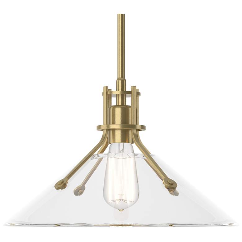 Image 1 Henry Medium Shade Pendant - Modern Brass - Clear Glass