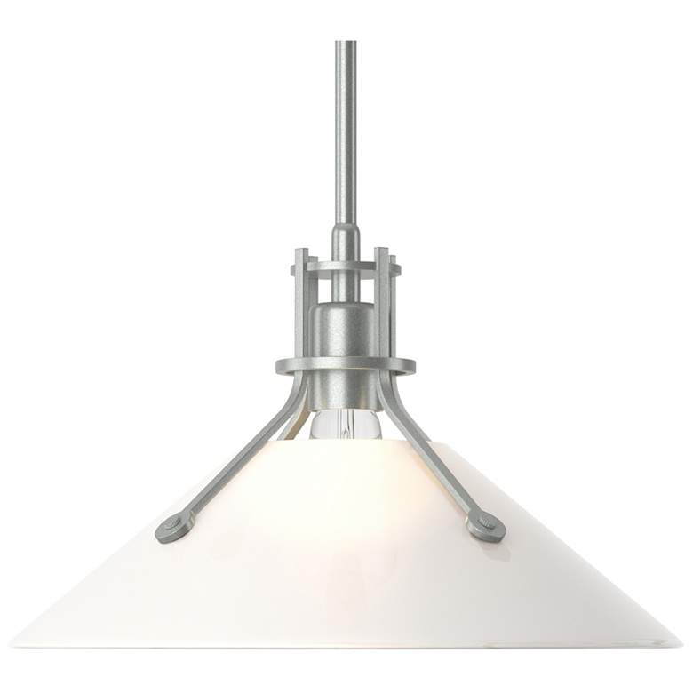 Image 1 Henry Medium Shade Pendant - Platinum - Frosted Glass