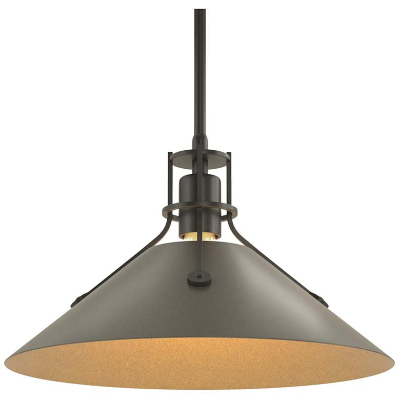 Image 1 Henry Medium Steel Shade Pendant - Black - Dark Smoke