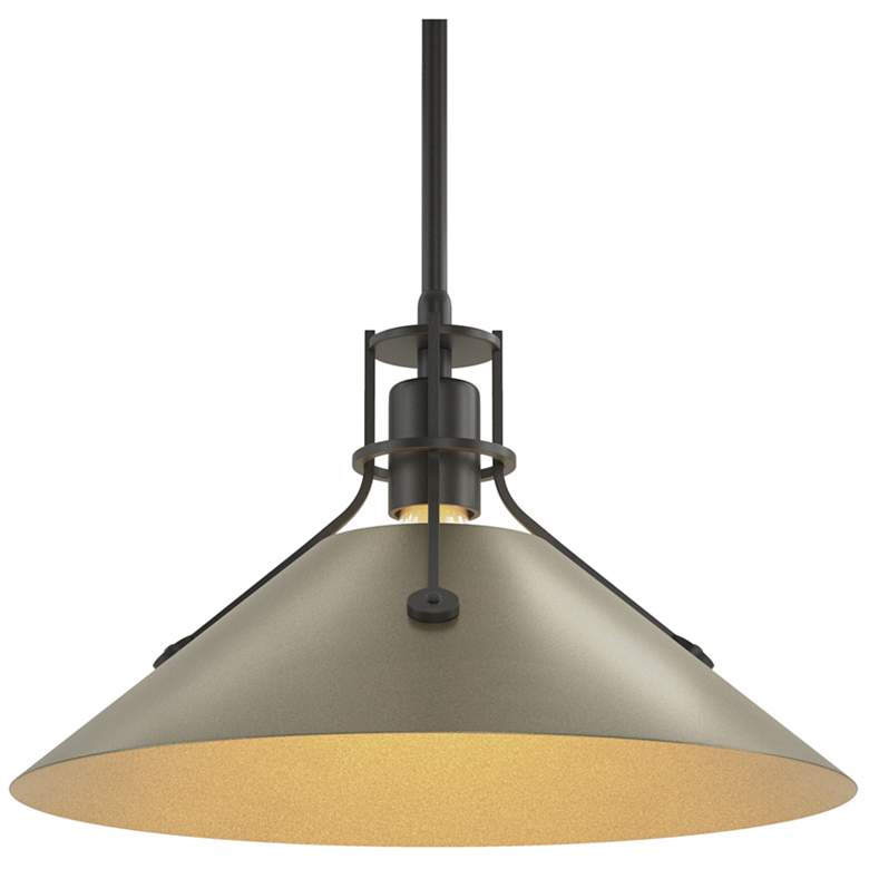 Image 1 Henry Medium Steel Shade Pendant - Black - Gold