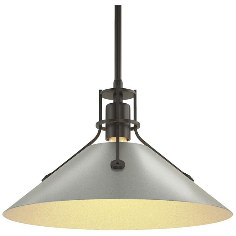 Image 1 Henry Medium Steel Shade Pendant - Black - Platinum