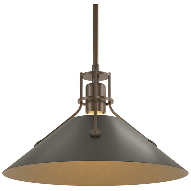 Image 1 Henry Medium Steel Shade Pendant - Bronze - Black