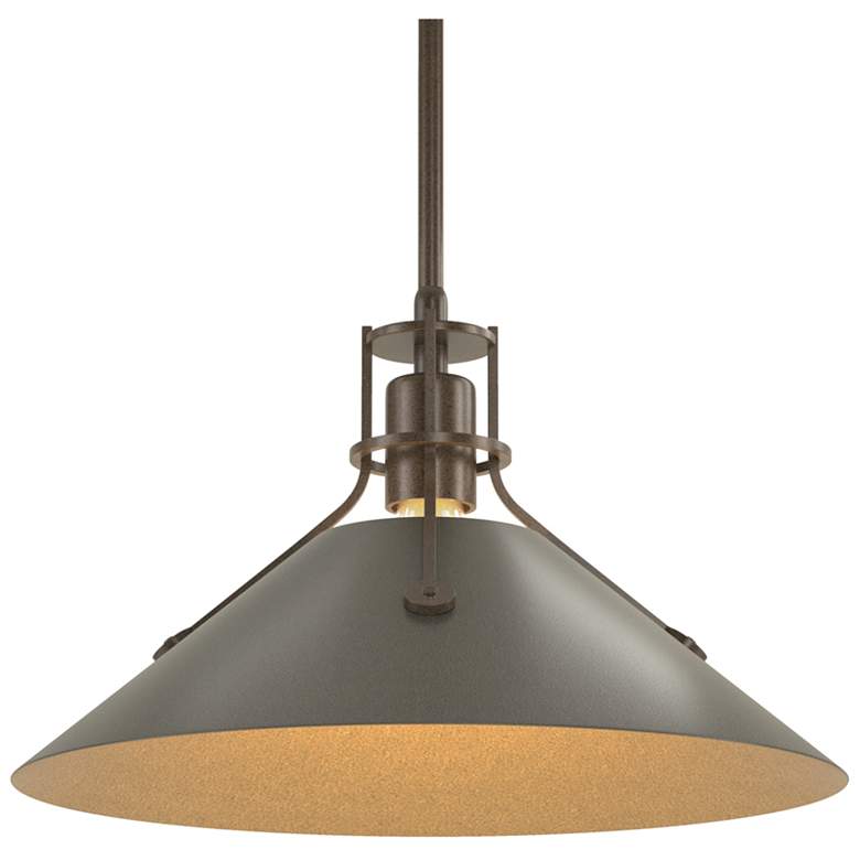 Image 1 Henry Medium Steel Shade Pendant - Bronze - Dark Smoke