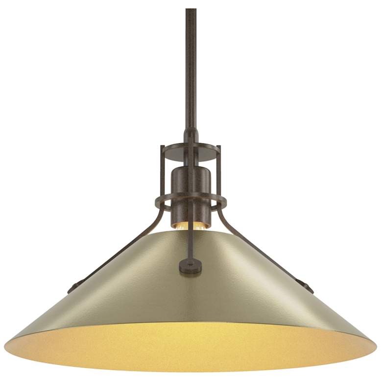 Image 1 Henry Medium Steel Shade Pendant - Bronze - Modern Brass