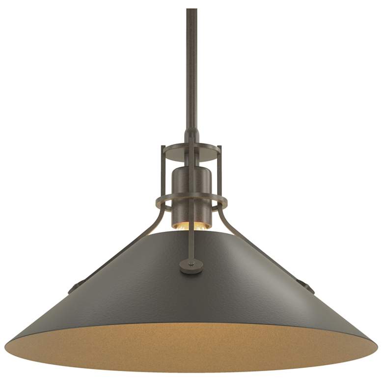 Image 1 Henry Medium Steel Shade Pendant - Dark Smoke - Black