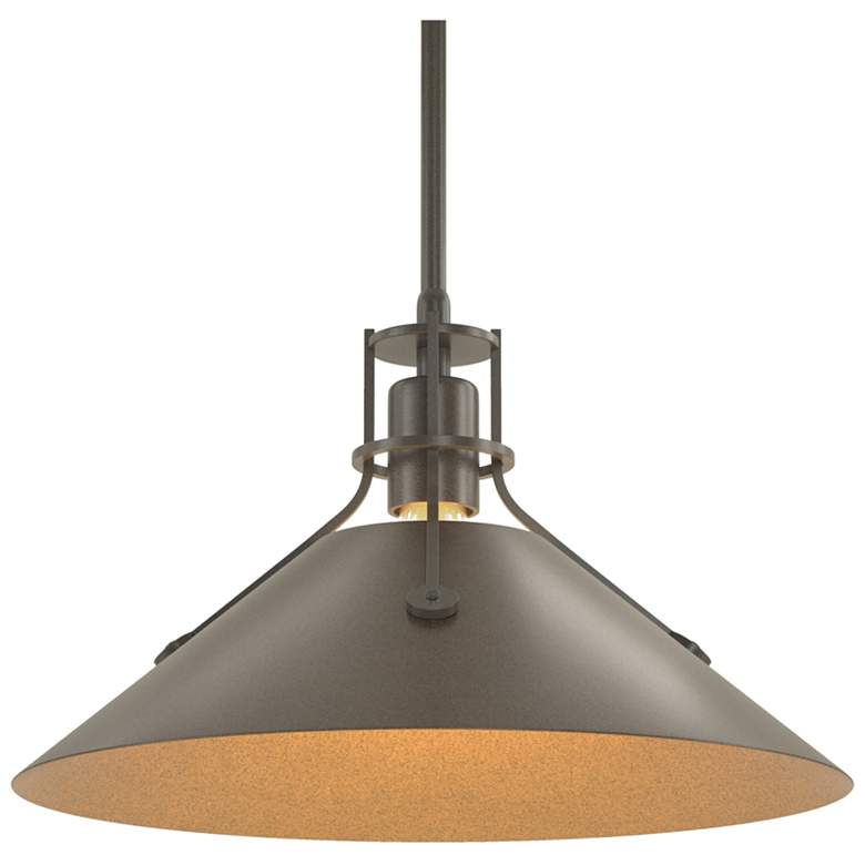 Image 1 Henry Medium Steel Shade Pendant - Dark Smoke - Bronze